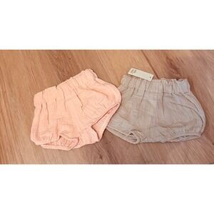 Kids Tales Baby Bloomers 2 Pack Peach & Tan Cotton Muslin Diaper Covers NWT